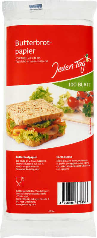 Jeden Tag Butterbrot-Papier Zuschnitte