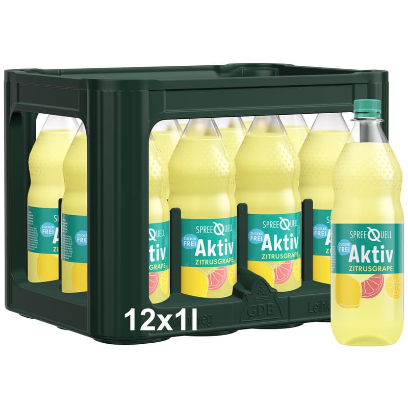 Spreequell Aktiv Zitrusgrape zuckerfrei 12x1 PET (MEHRWEG)