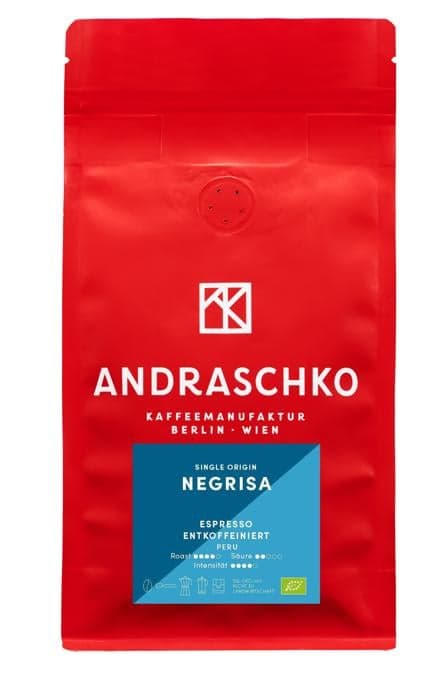 Andraschko Kaffeemanufaktur BIO Peru Finca Negrisa Single Origin Espresso entkoffeiniert ganze Bohne