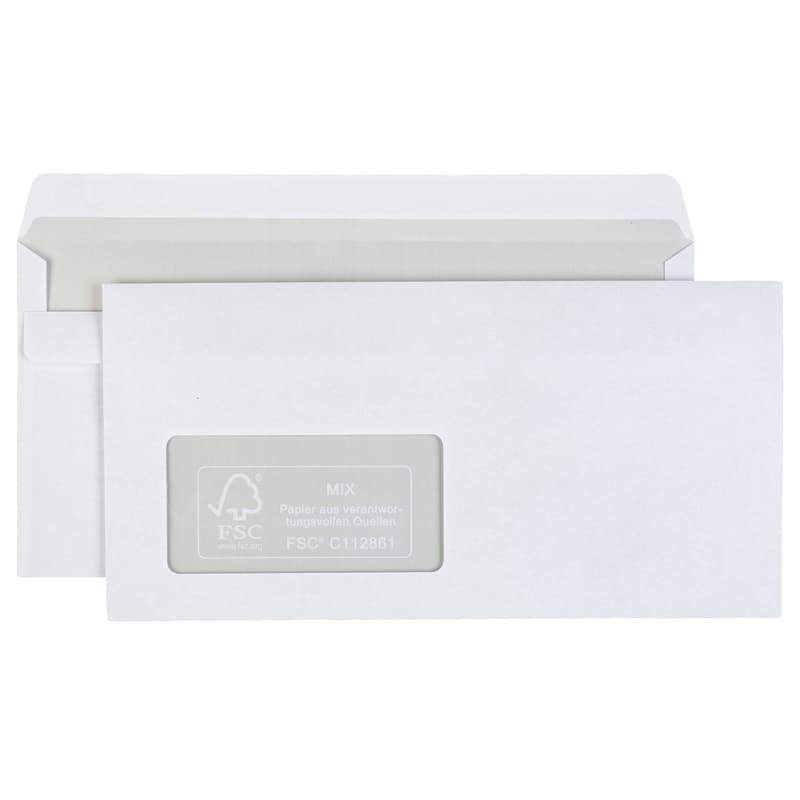 Idena envelopes 75g/m² self-adhesive with window white DIN long 25 pieces
