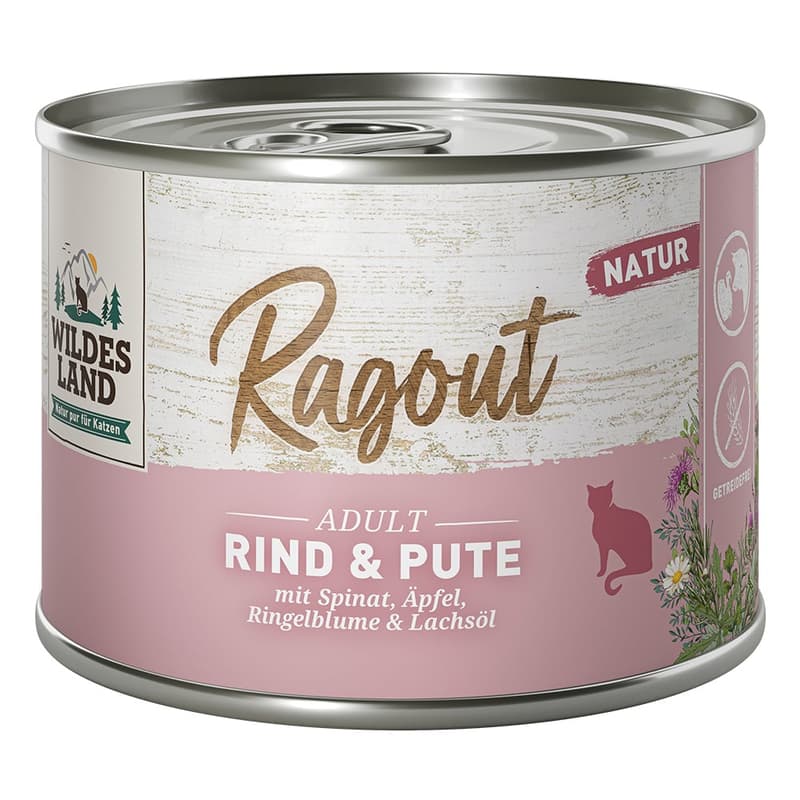 Wildes Land Ragout Beef & Turkey with Spinach, Apples, Calendula & Salmon Oil 180g