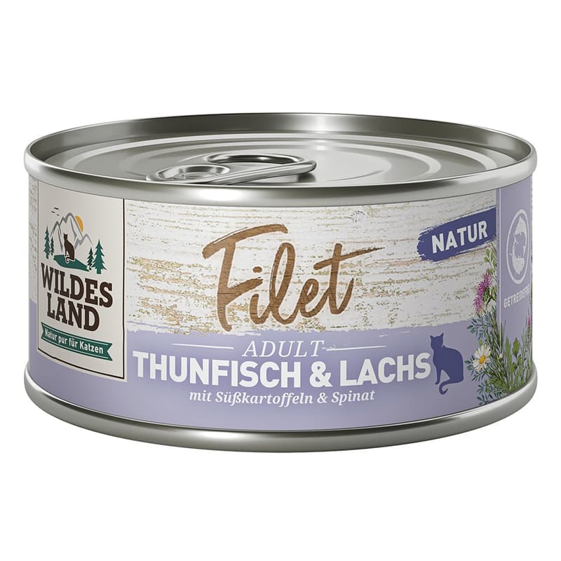 Wildes Land Fillet Tuna & Salmon with Sweet Potatoes & Spinach 80g