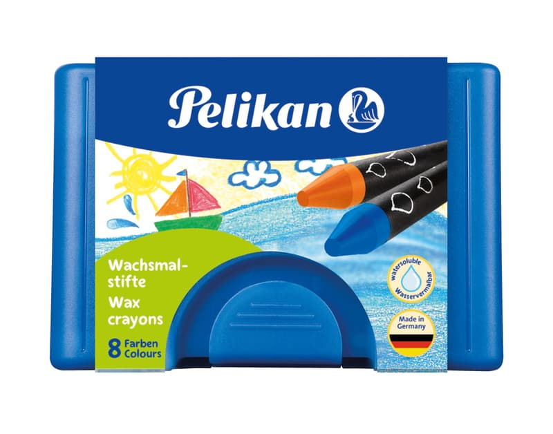 Pelikan Wachsmalstifte, rund, wasservermalbar, 8 Stück im Etui