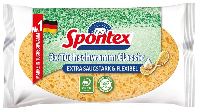 Spontex Cloth Sponge Classic, super absorbent cloth sponges for a wide range of applications