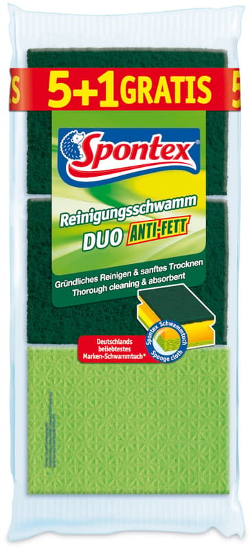 Spontex DUO Anti-Grease cleaning sponge, the innovative potting cleaner with dry side in a value pack