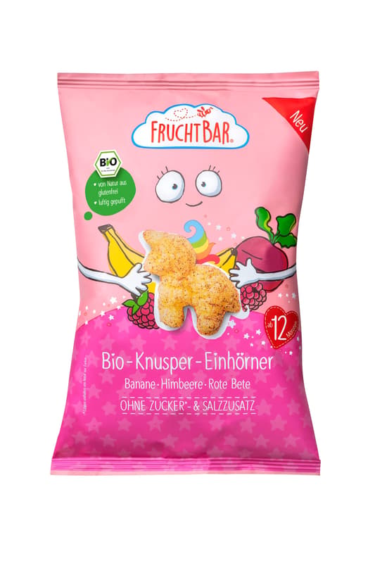 FruchtBar – Bio-Knusper-Einhörner Banane, Himbeere, Rote Bete