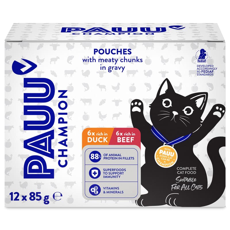 PAUU Champion getreidefreie Filets mit Rindfleisch und Ente für Katzen