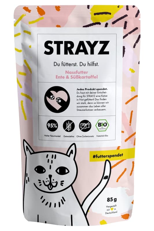STRAYZ ORGANIC Cat Wet Food Duck & Sweet Potato