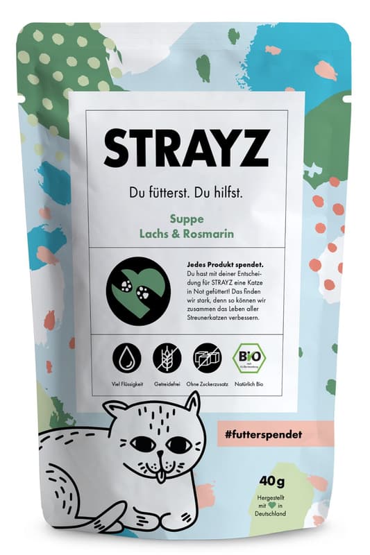 STRAYZ ORGANIC Cat Snack Soup Salmon & Rosemary
