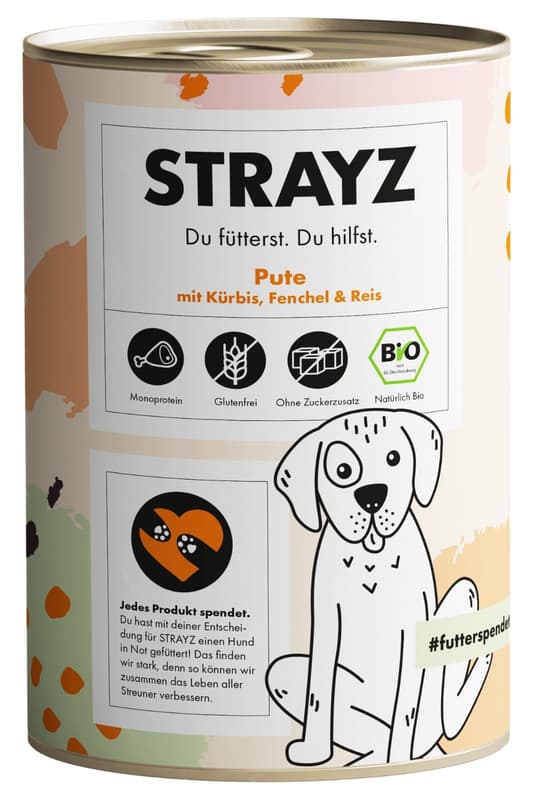 STRAYZ ORGANIC Wet Dog Food Turkey with Pumpkin, Fennel & Rice