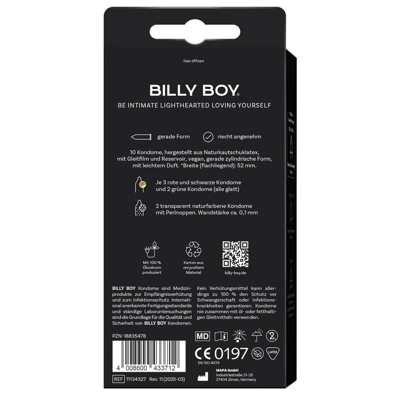 BILLY BOY Condoms Colourful Variety 10s, 52 mm