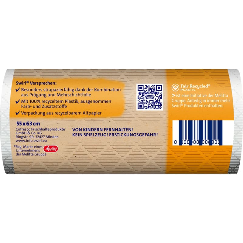 Swirl, Müllbeutel, Müll, Beutel, Abfall, Recycling, Mülltüte, Müllsack, Abfallsack, Haushaltsprodukte, Hausmüll, Zugband, Zugbandmüllbeutel