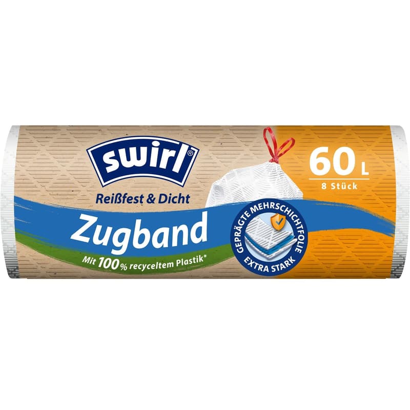 Swirl 60 l Zugband-Müllbeutel Reißfest & Dicht