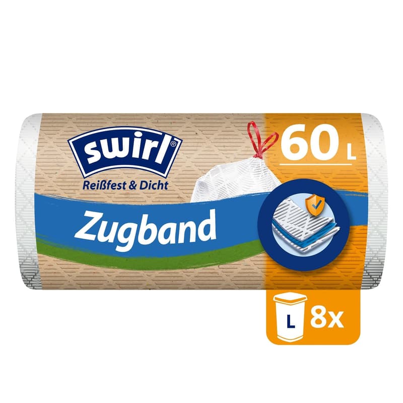 Swirl 60 l Zugband-Müllbeutel Reißfest & Dicht