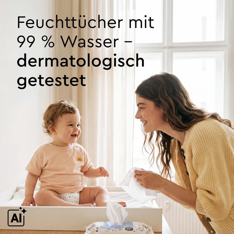 LILLYDOO Feuchttücher mit 99 % Wasser , 15 x 60 Stück