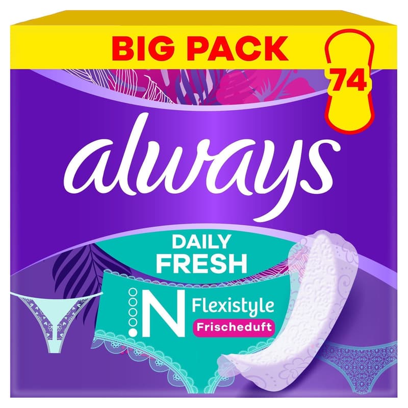 Always Daily Fresh Slipeinlagen Slim Flexistyle, Mit Frischeduft, 74 Stück