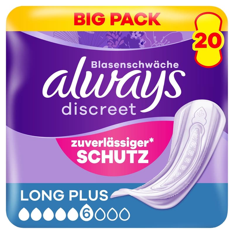 Always Discreet Inkontinenzeinlagen Für Frauen Long Plus 20 Stück