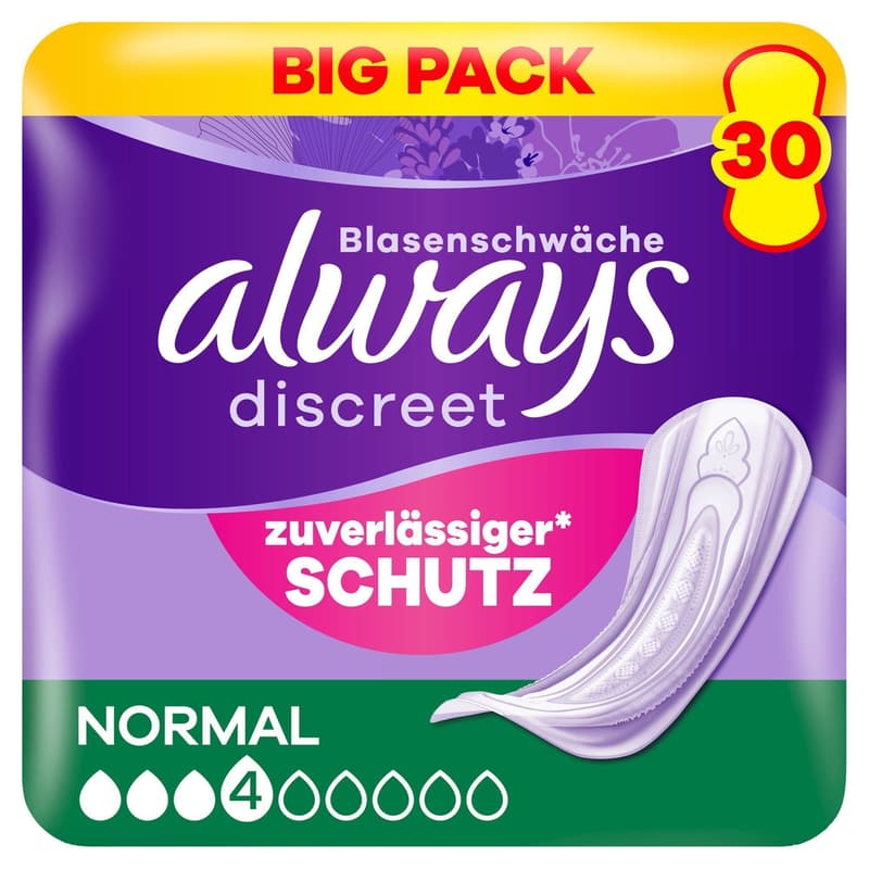 Always Discreet Inkontinenzeinlagen Für Frauen Normal 30 Stück