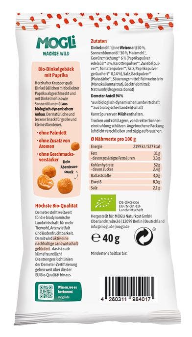 Mogli Demeter Spelt Balls Paprika