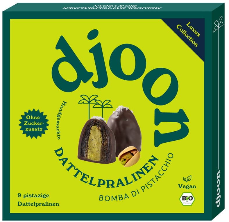 djoon BIO vegane Dattelpralinen Bomba di Pistacchio