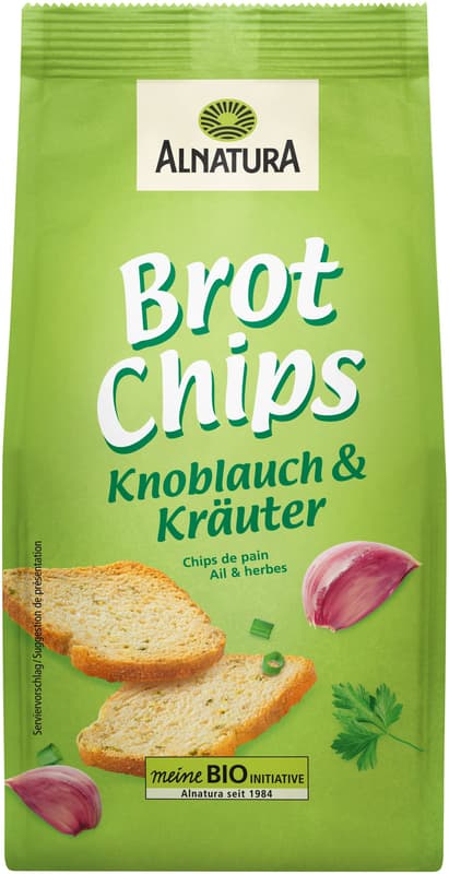 Alnatura organic bread chips with garlic and herbs
