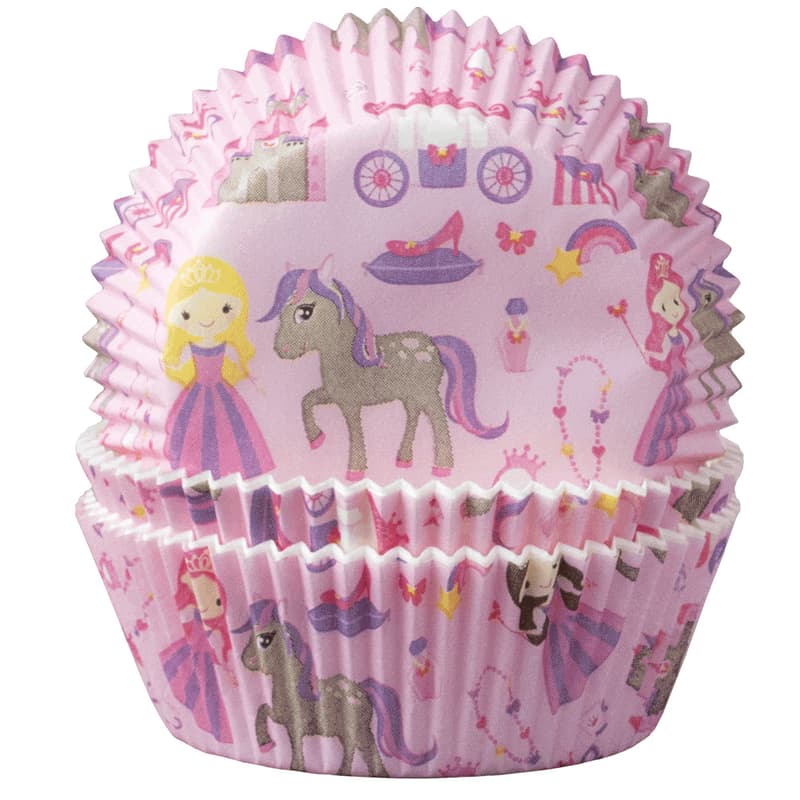 Demmler Papier Backförmchen Prinzessin rosa/mehrfarbig Ø50x25mm 60 Stück