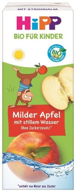 HiPP Getränk mit Trinkhalm, Milder Apfel mit stillem Wasser
