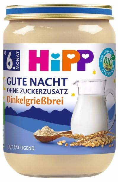 HiPP Bio Gute Nacht - ohne Zuckerzusatz - Dinkelgrießbrei