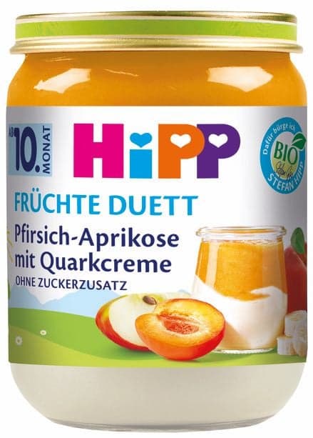 HiPP Bio Früchte-Duett Pfirsich-Aprikose mit Quark-Creme