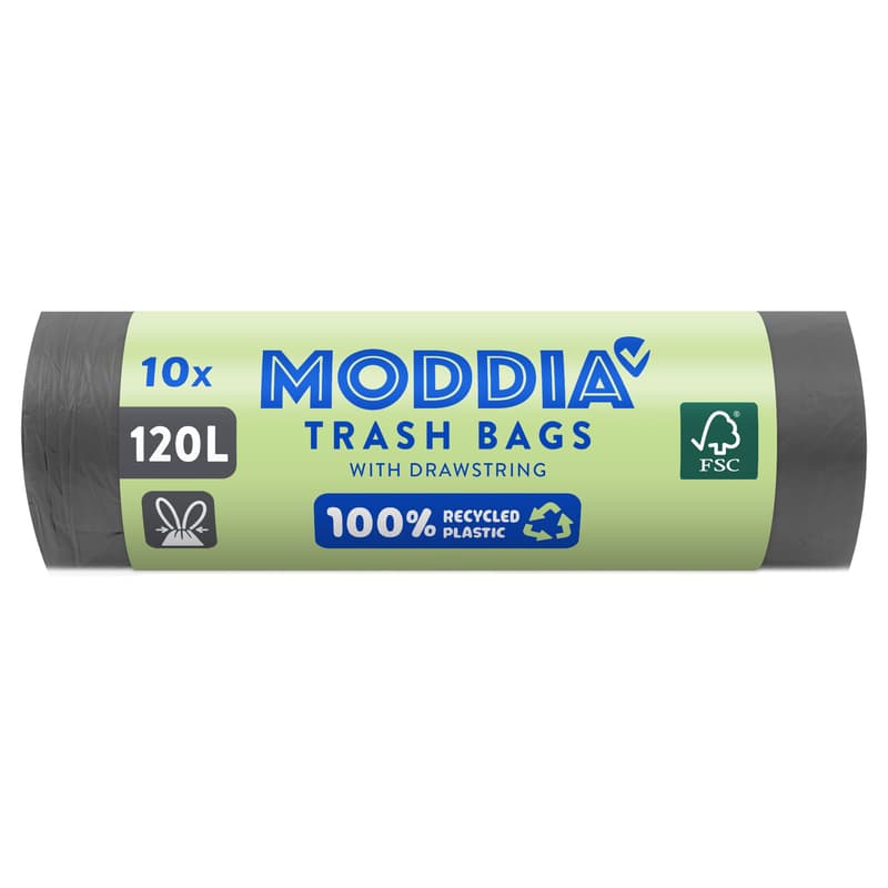 Moddia black bin liner with drawstring, 120 liters