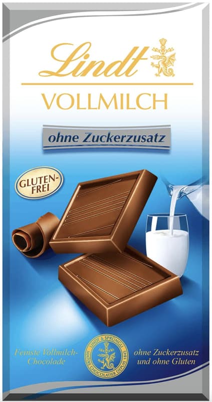 Lindt whole milk chocolate bar with no added sugar