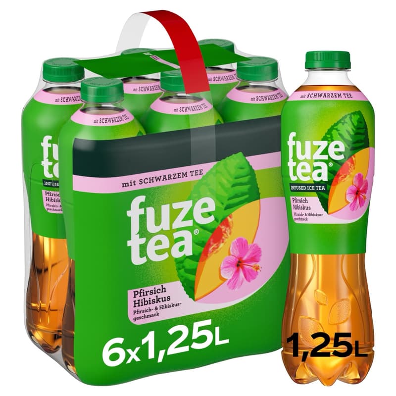 Fuze Tea Schwarzer Tee Pfirsich Hibiskus 6 x 1,25l (EINWEG)