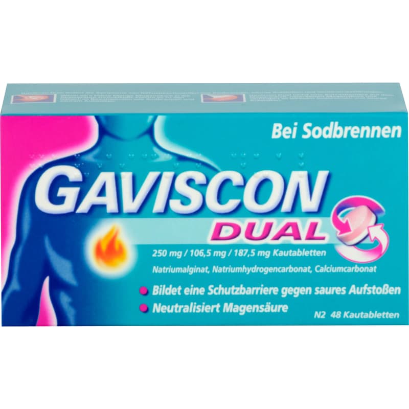 GAVISCON Dual 250mg/106.5mg/187.5mg chewable tablets