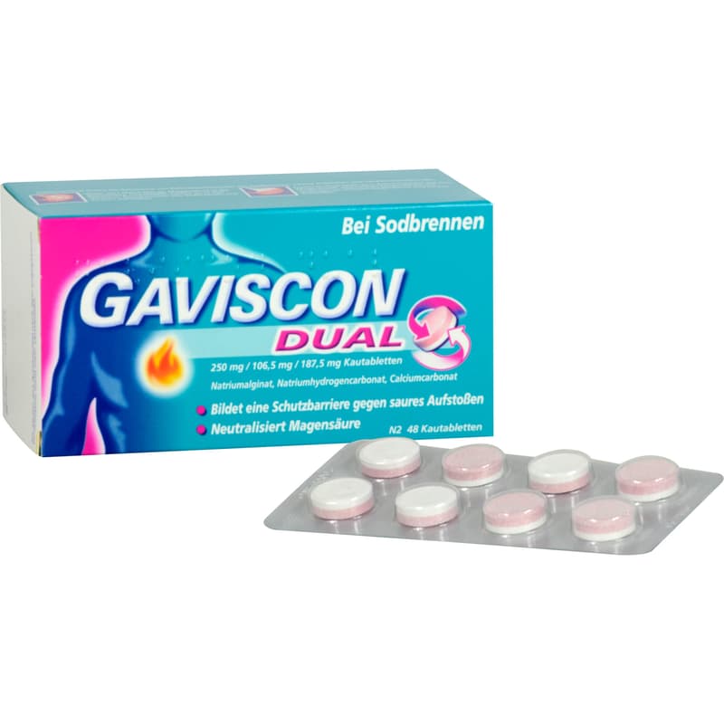 GAVISCON Dual 250mg/106.5mg/187.5mg chewable tablets