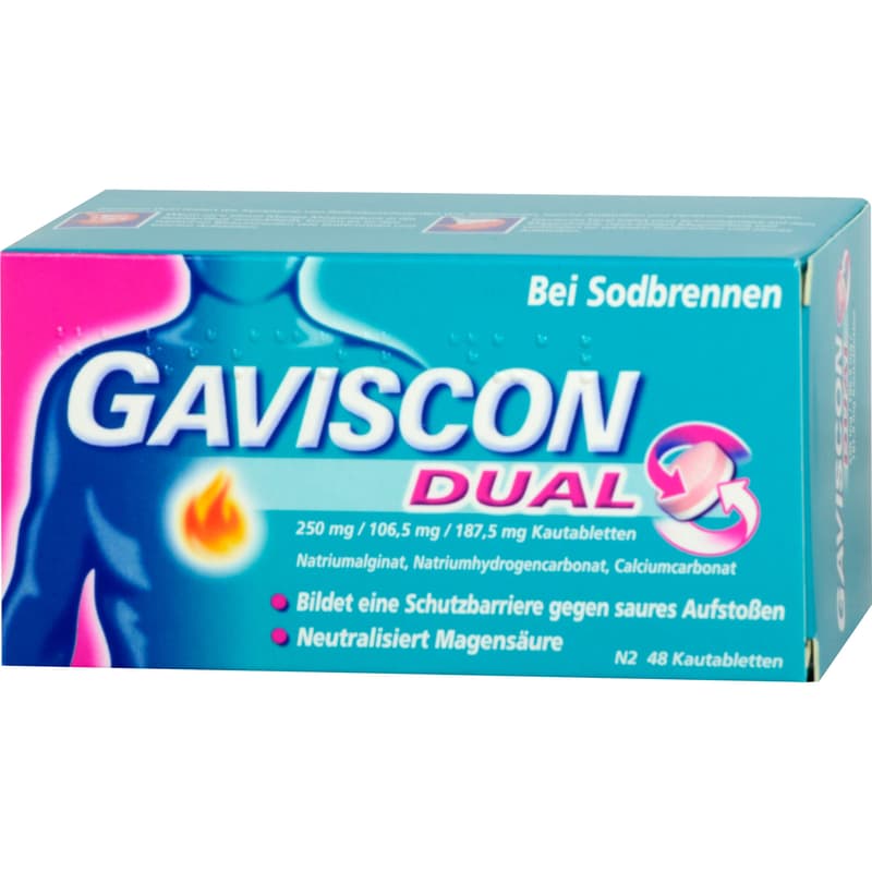 GAVISCON Dual 250mg/106.5mg/187.5mg chewable tablets