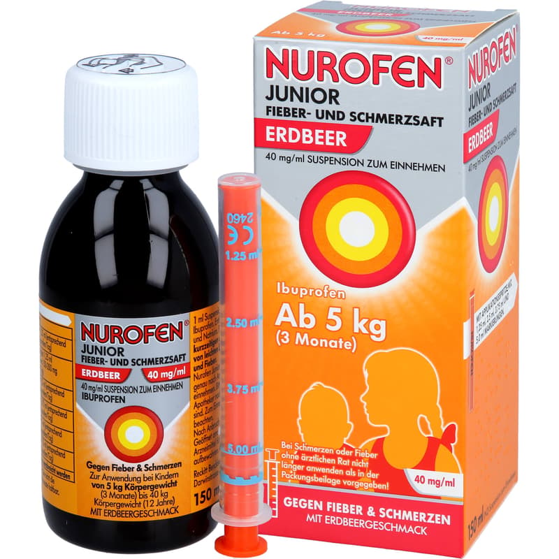 Nurofen Junior Fever and Pain Relief Syrup Strawberry 40 mg/ml