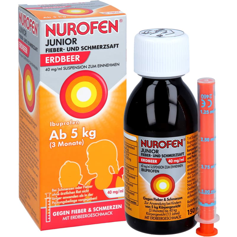 Nurofen Junior Fever and Pain Relief Syrup Strawberry 40 mg/ml