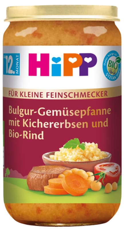 HiPP Organic Gourmet Menus: Bulgur Vegetable Pan with Chickpeas and Organic Beef