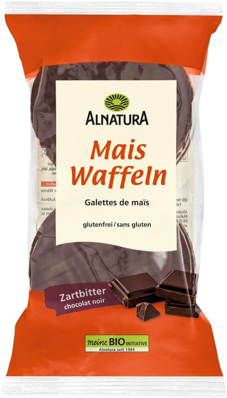 Alnatura organic corn waffles with dark chocolate