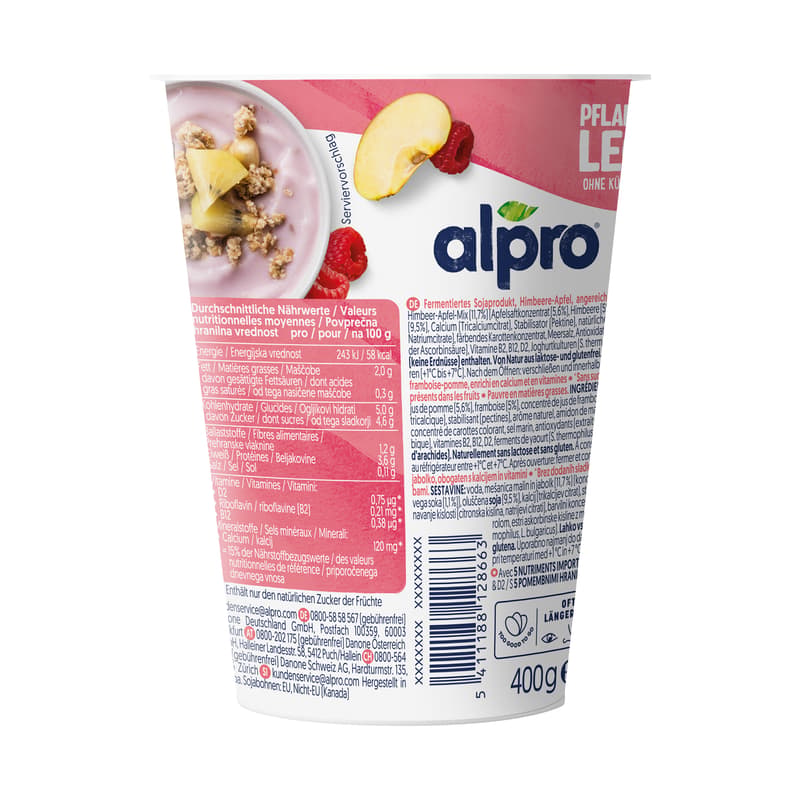 Alpro Yogurt Alternative with Soy, Raspberry-Apple, No Added Sugar