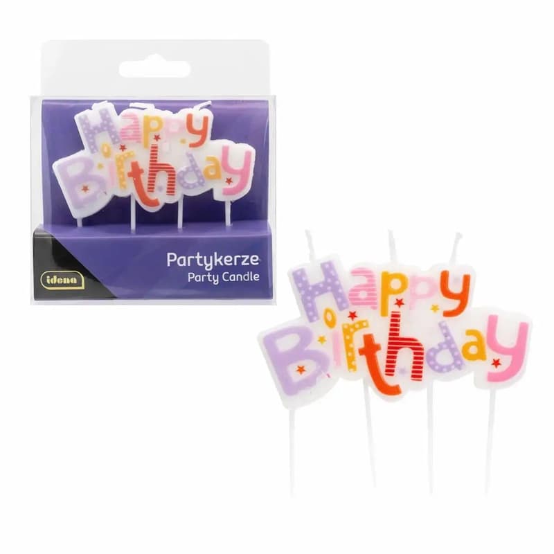 Partykerze Happy Birthday lila/rosa