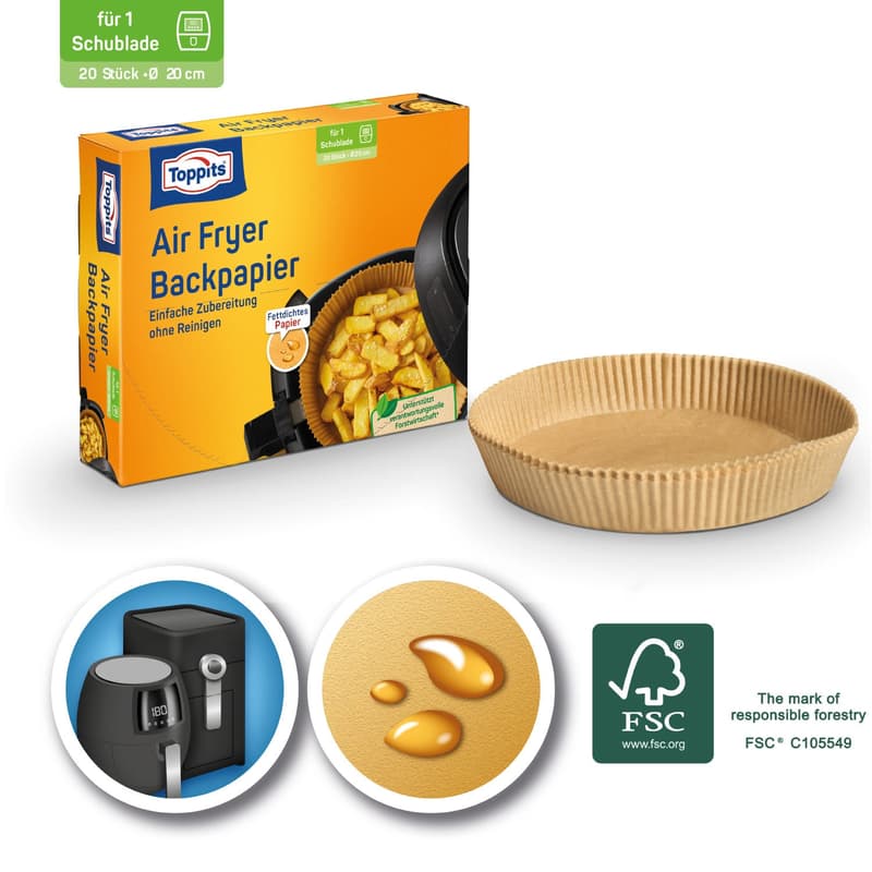 Toppits® baking paper for air fryers