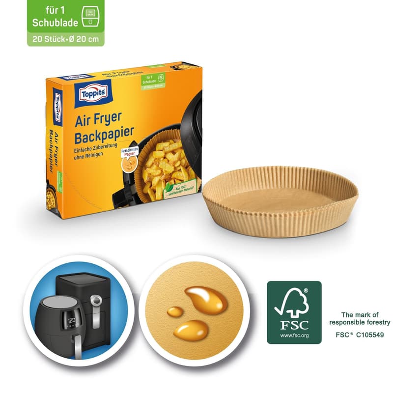 Toppits® baking paper for air fryers