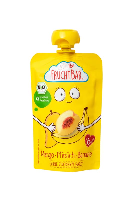 FruchtBar BIO fruit puree mango, peach, banana