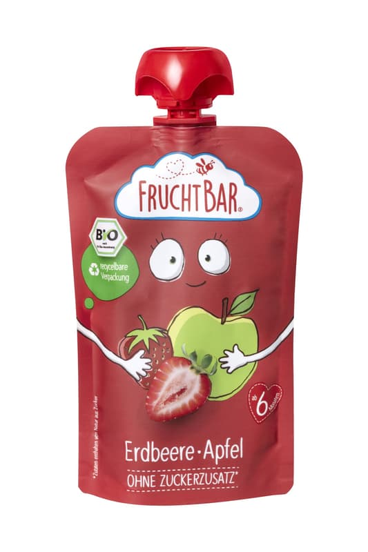 FruchtBar BIO fruit puree strawberry, apple