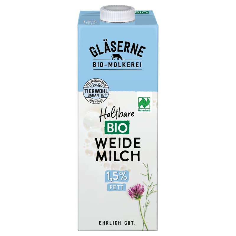 Glass Dairy Organic Long-life Milk 1.5%