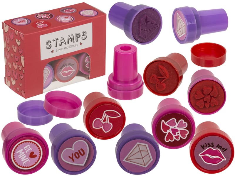 Stamp Hearts and Kisses 2.5cm 6 pieces