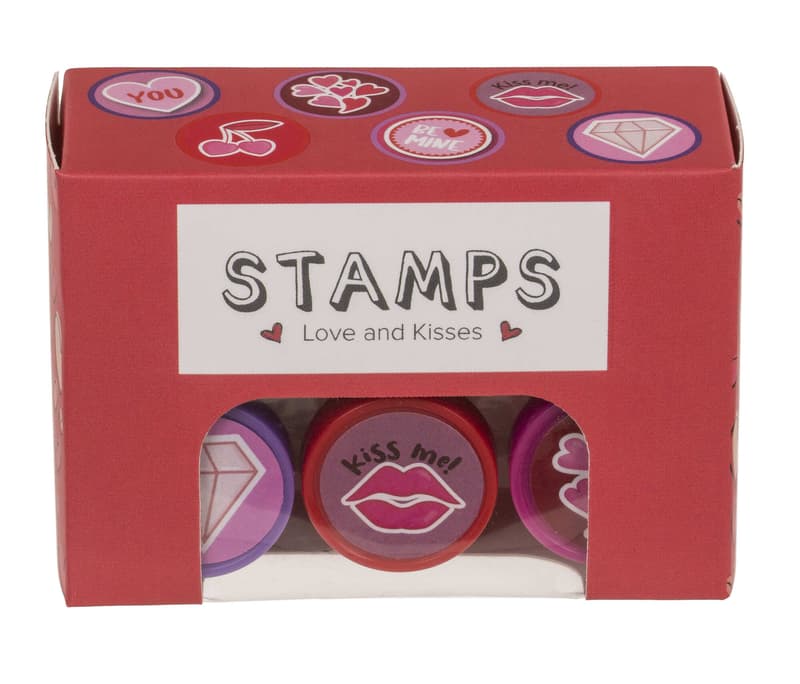 Stamp Hearts and Kisses 2.5cm 6 pieces
