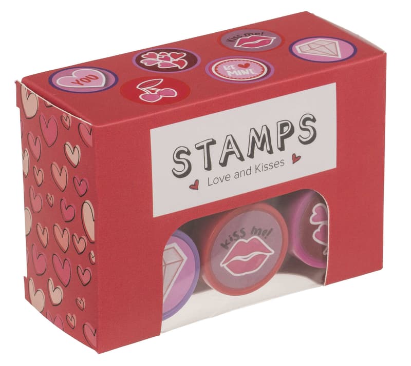 Stamp Hearts and Kisses 2.5cm 6 pieces