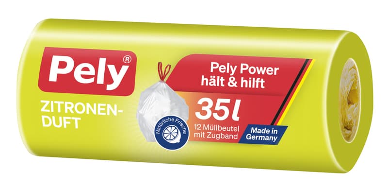 Pely® Drawstring Bag Lemon Scent, 35 litres, 12 pieces